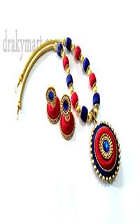Silk Threaded Necklace with Jhumka