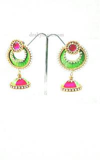 Silk Threaded Chandbali Jhumka Earring
