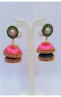 Silk Thread Double Jhumka Earrings