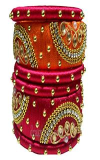 Silk Threaded Dual Colored Bangels Set