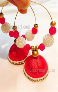 Silk Threaded Beads Earrings