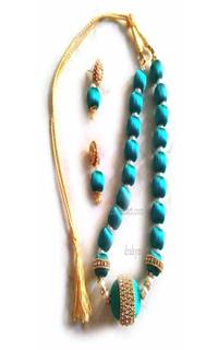 Silk Therad Necklace set With Earrings