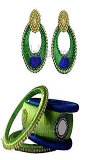 Silk Thread Bangles with Jhumka Earrings Set