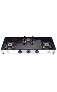 Sowbaghya 3 Burner Glass Top Gas Stove