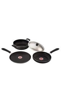 Sowbaghya 3 Pcs Gift Set (Dosa Tawa, Kadai With Lid & Fry Pan)