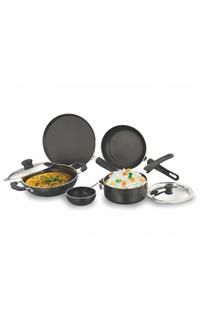 Sowbaghya 7 pcs Nonstick Gift Set (Dosa Tawa, Fry Pan, Kadai with Lid, Saucepan with Lid and Tadka Pan) with 2.6mm thickness