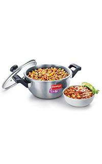 Prestige Clip On Stainless Steel Kadai Pressure Cookware with Glass Lid