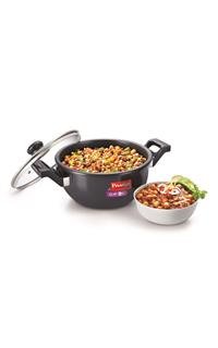 Prestige Clip On Hard Anodized Aluminum Kadai Pressure Cookware with Glass Lid