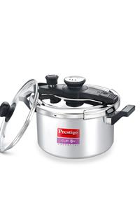 Prestige Clip ON Essential Aluminium 5 Lit Pressure Cooker with Glass Lid