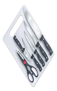 Prestige Tru-Edge Kitchen Knife Set with Cutting Board (7Pcs Set)