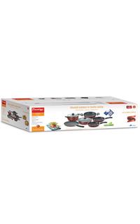 Prestige Omega Deluxe Glass Induction Base Non-Stick Kitchen Set, 6-Pieces, Red
