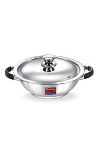 Prestige Platina Induction Base Non-Stick Stainless Steel Kadai, 240mm, Silver