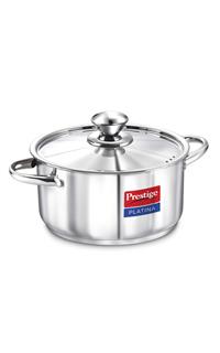 Prestige Platina Induction Base Stainless Steel Casserole, 200mm/3 Litres, Metallic Steel